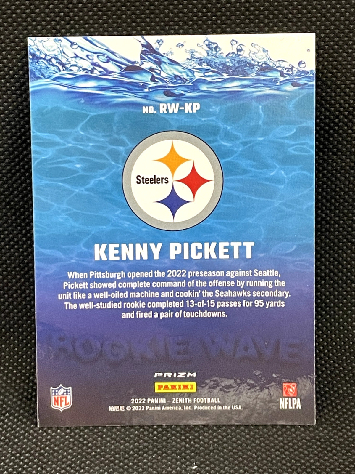 2022 Kenny Pickett Zenith Football Rookie Wave Pittsburgh Steelers
