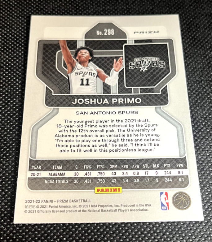 2021-22 Prizm Joshua Primo Pink Cracked Ice Prizm Rookie