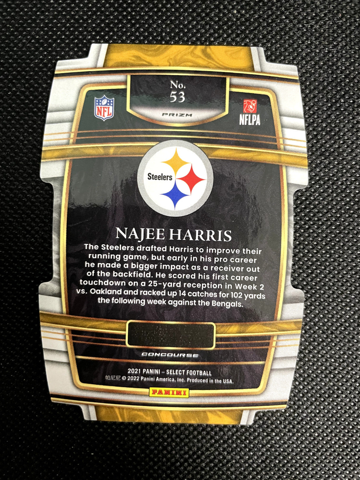 2021 Najee Harris Select Red/Yellow Prizm Die-Cut Concourse Steelers Rookie