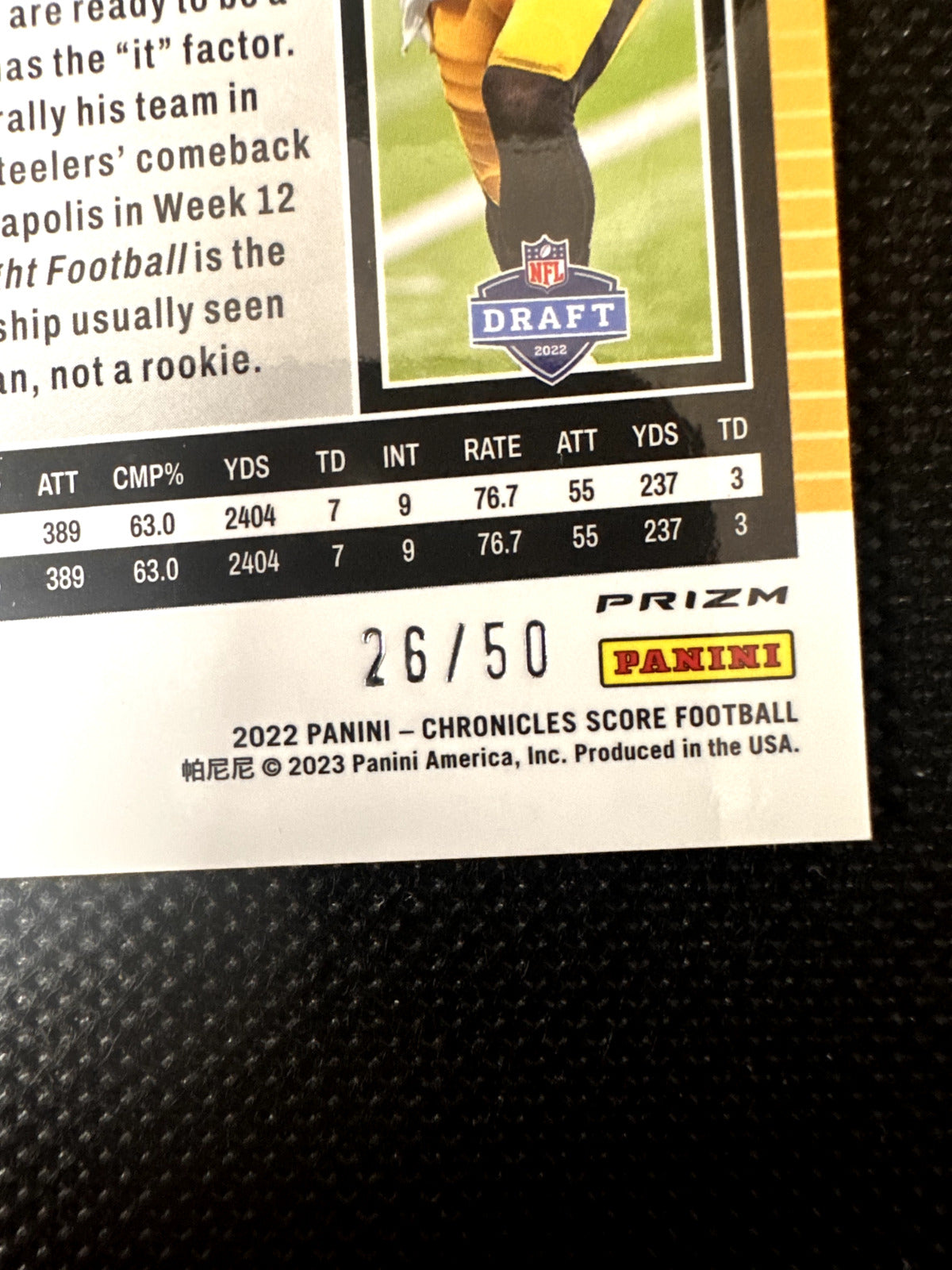 2022 Panini Chronicles Score Gold 26/50 Kenny Pickett Rookie