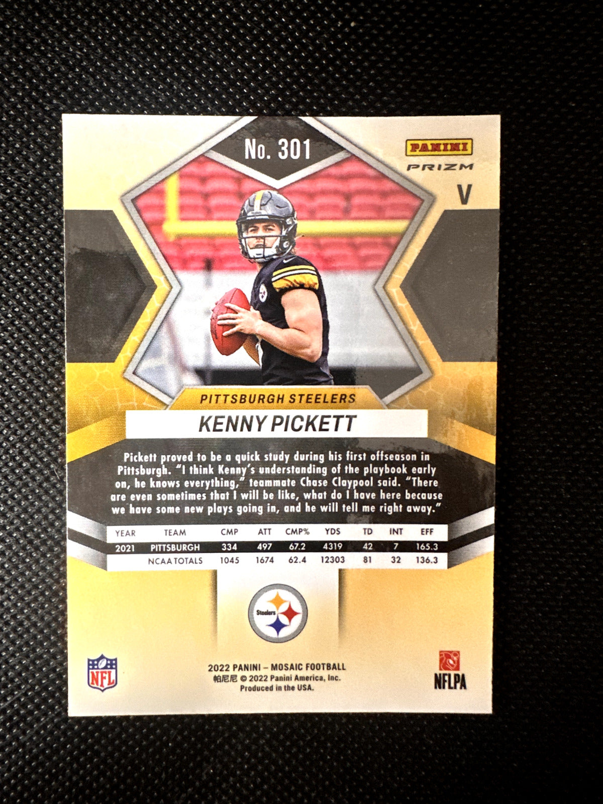 2022 Kenny Pickett Panini Mosaic Silver Rookie Variation