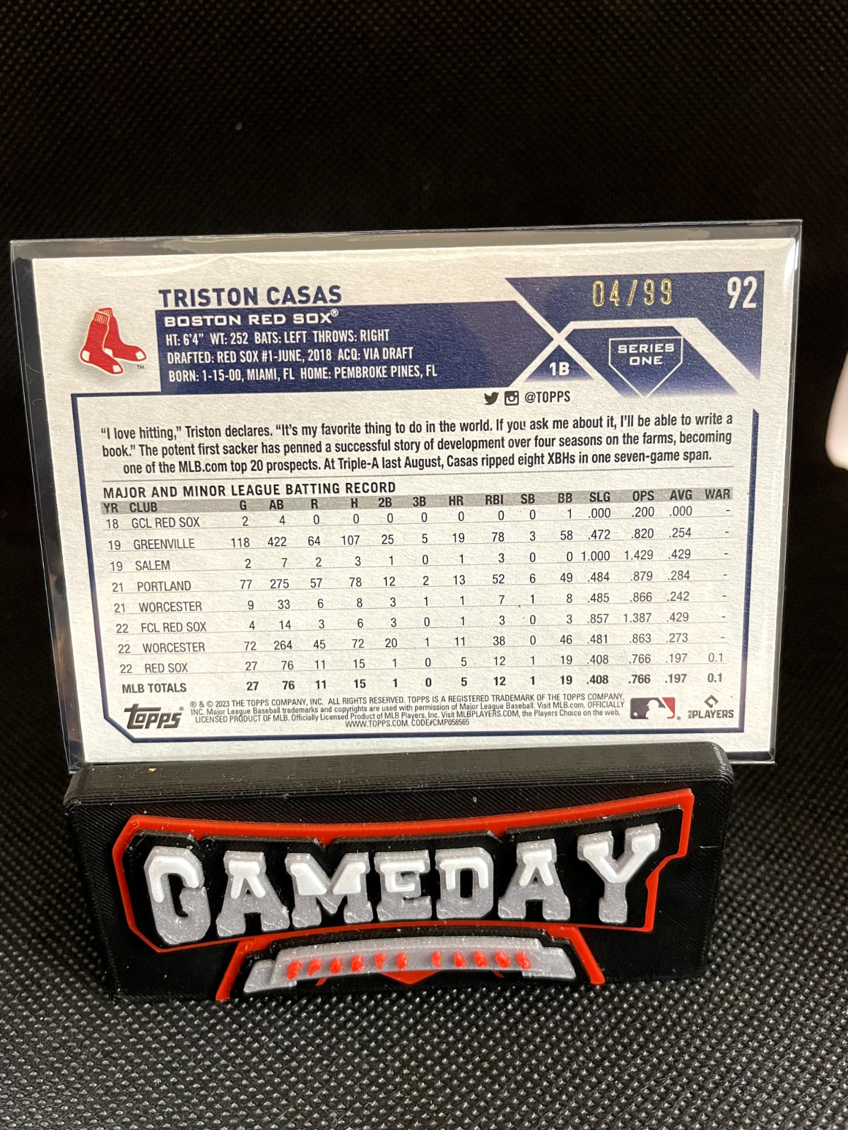 2023 Topps Series 1 Triston Casas Vintage Stock 04/99 Rookie Red Sox