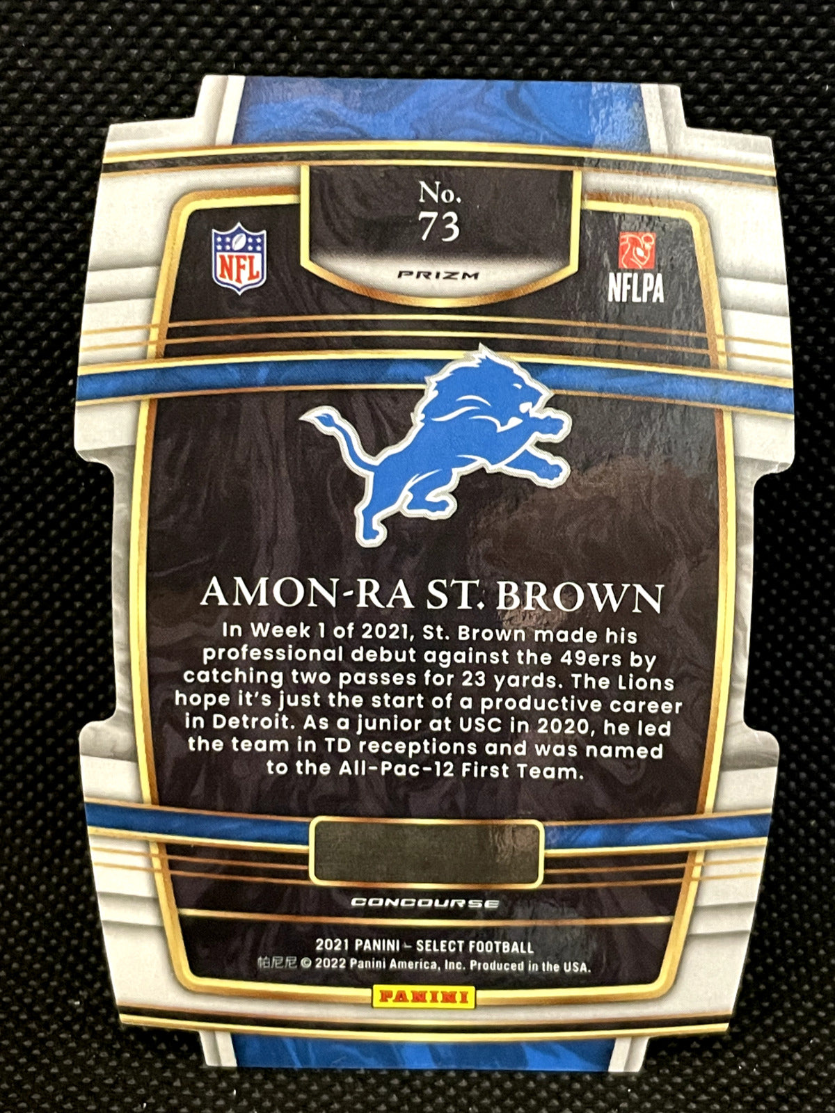 2021 Select Amon-Ra St. Brown Rookie Concourse Silver Prizm Die Cut Lions