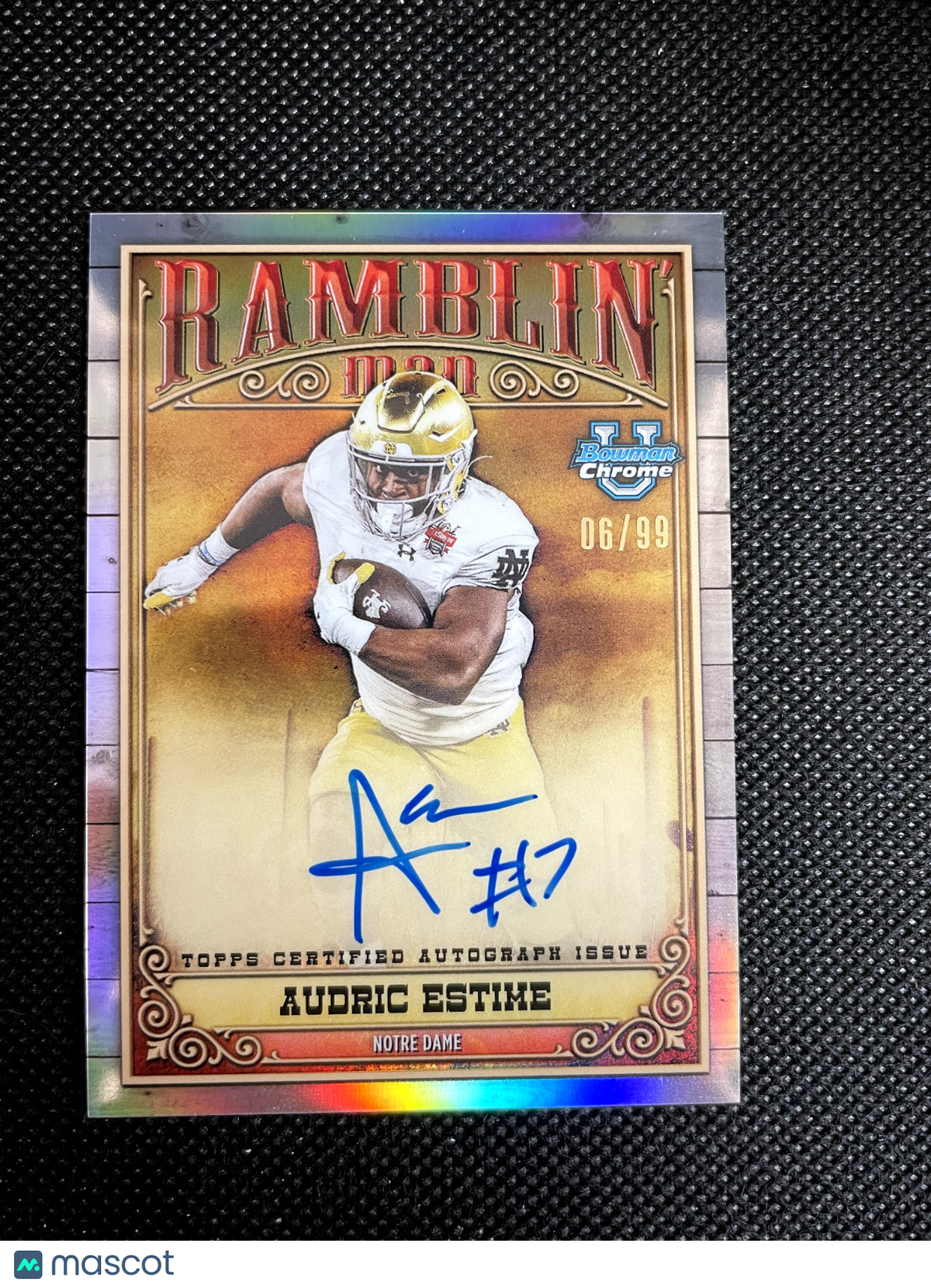 2023 Bowman Chrome Audric Estime Ramblin' Man Auto 06/99 Notre Dame