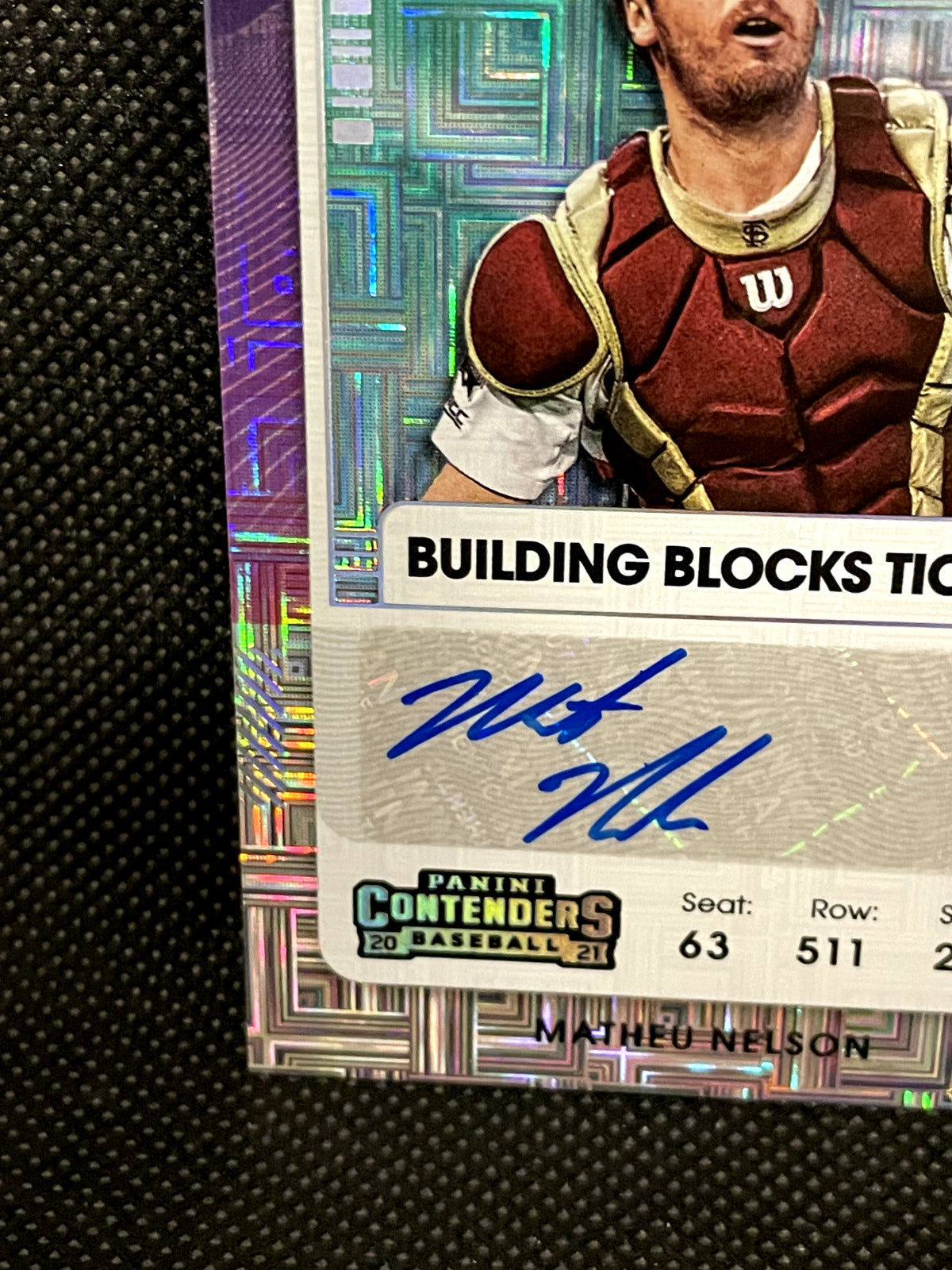 2021 Panini Contenders Auto Building Blocks Matheu Nelson 02/10 Rookie