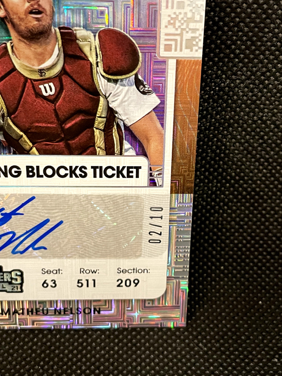 2021 Panini Contenders Auto Building Blocks Matheu Nelson 02/10 Rookie