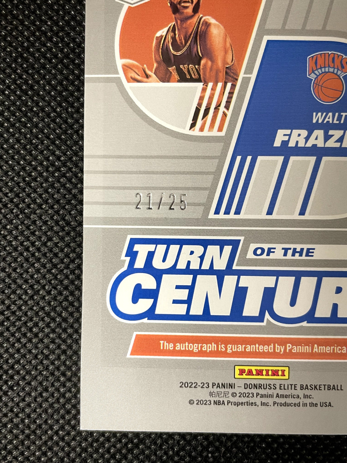 2022-23 Donruss Elite Walt Frazier Turn of the Century Blue Auto 21/25 Knicks