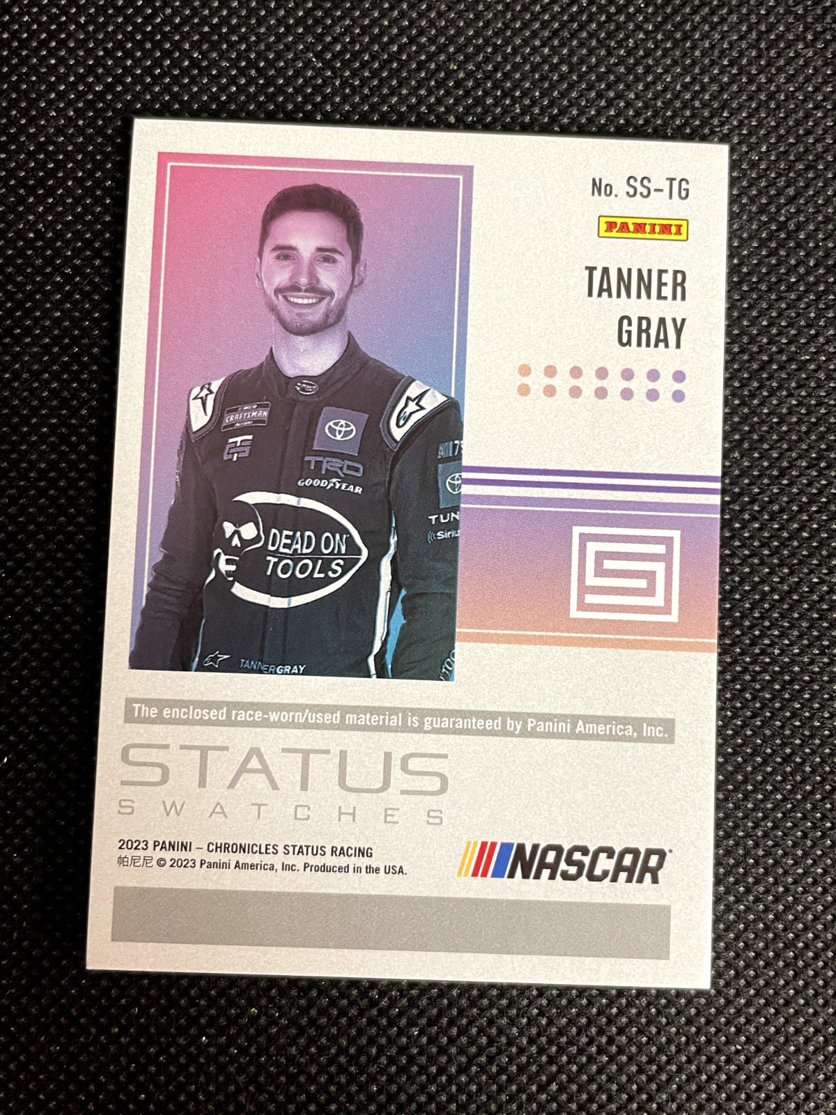 2023 Panini Chronicles Racing Status Swatches Tanner Gray