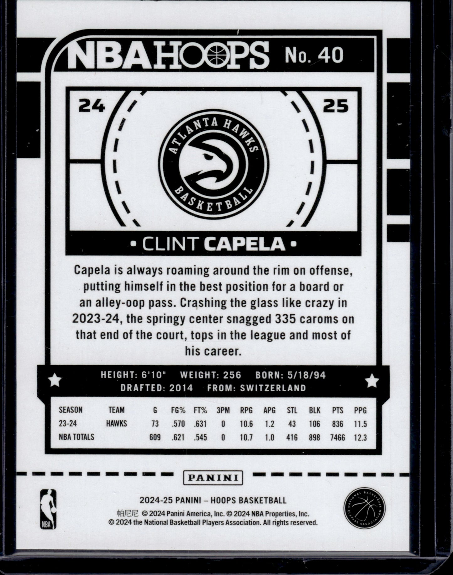 2024 Panini Hoops Clint Capela #40 02/10 Artist Proof