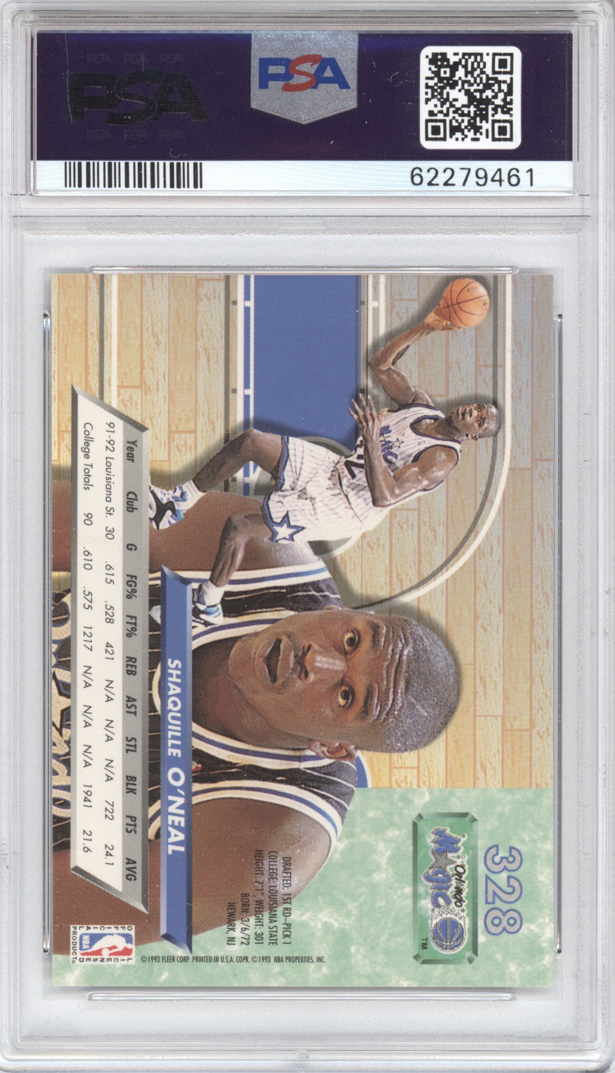 1992 Fleer Ultra Shaquille O'Neal #328 RC PSA 9