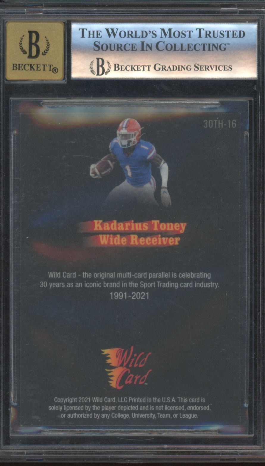 2021 Wild Card National Convention 30th Anniversary Black Autographs Black Kadrius Toney #30TH16 BGS 9 Auto 10