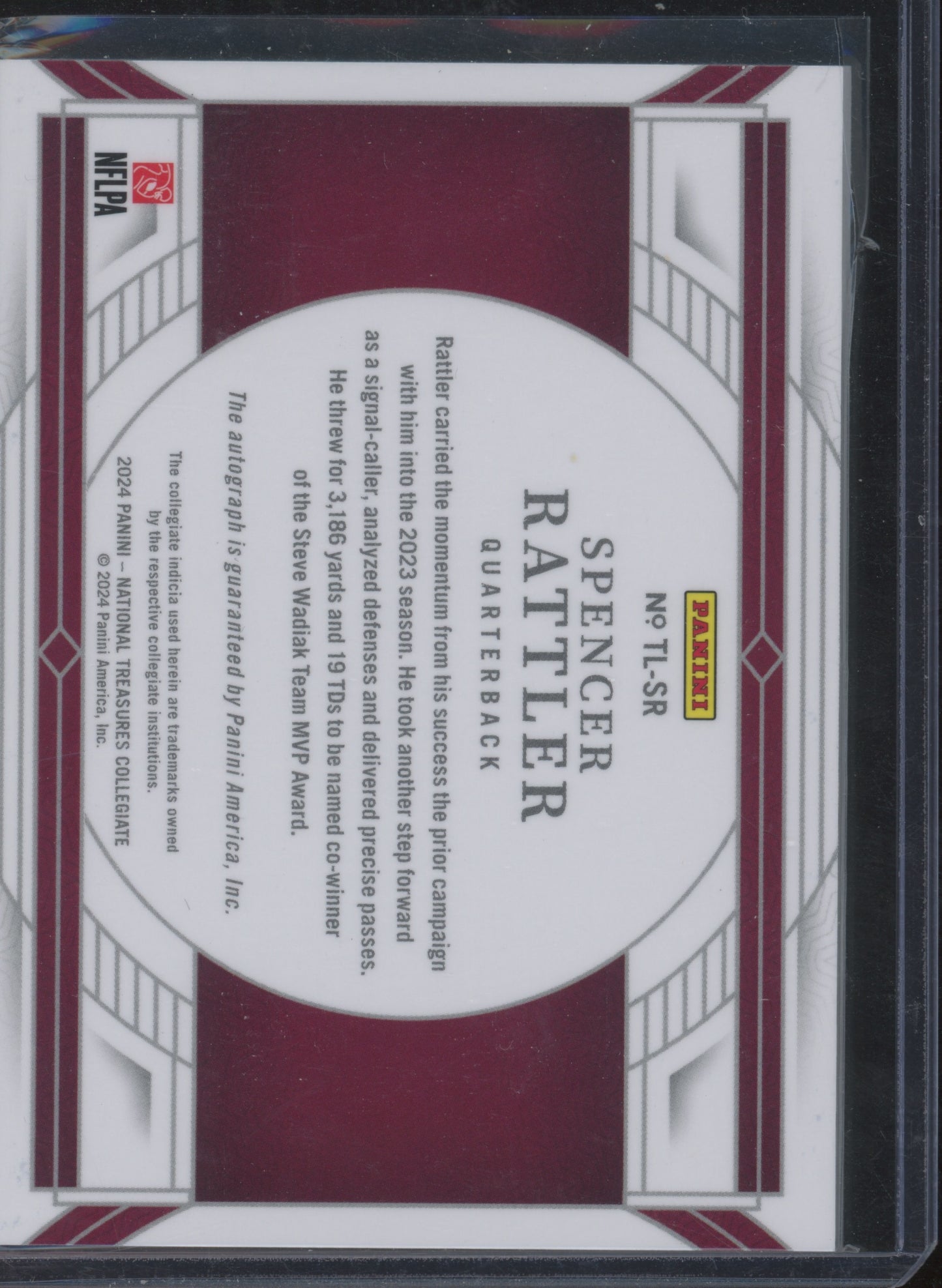 2024 Panini National Treasures Spencer Rattler #TL-SR RC 46/49