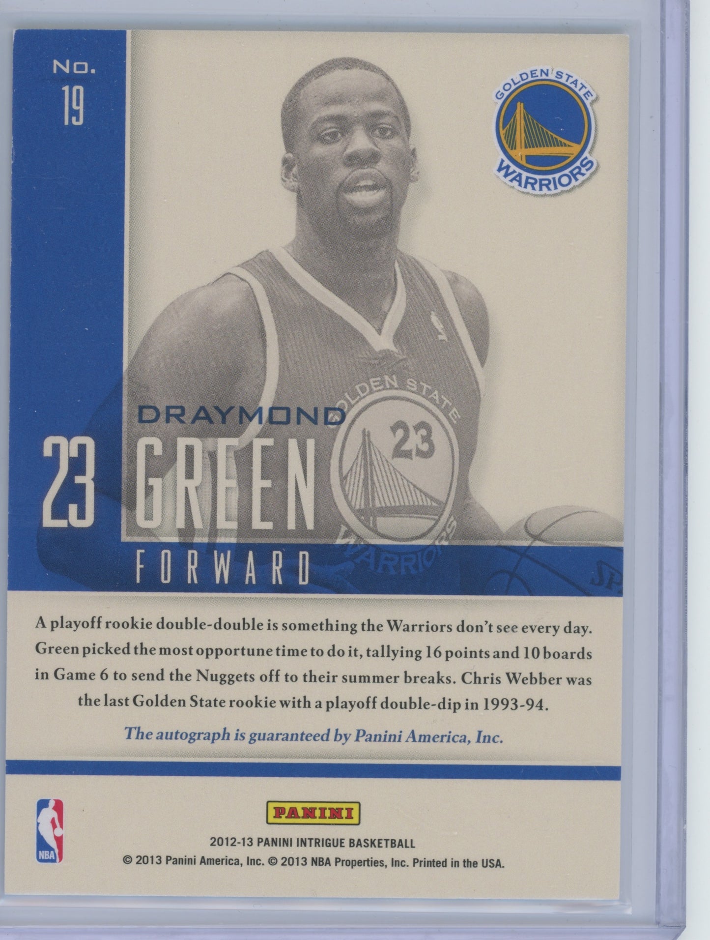 20132 2012 Panini Intrigue Impact Rookies Draymond Green #19 RC 071/249