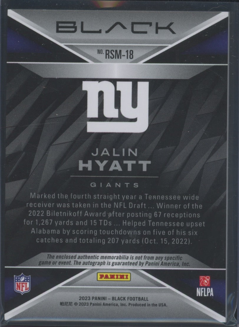 2023 Panini Black Jalin Hyatt #RSM-18 13/50