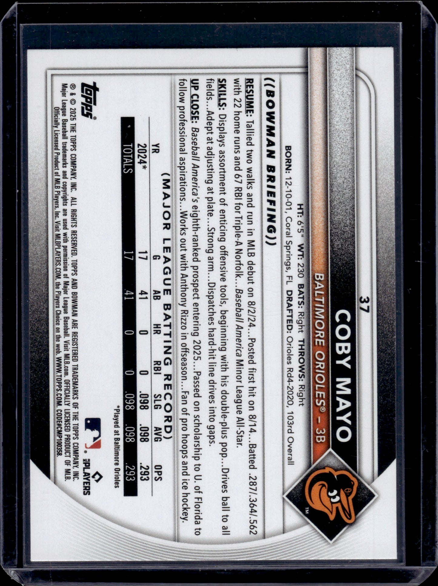 2025 Bowman Coby Mayo #37 RC
