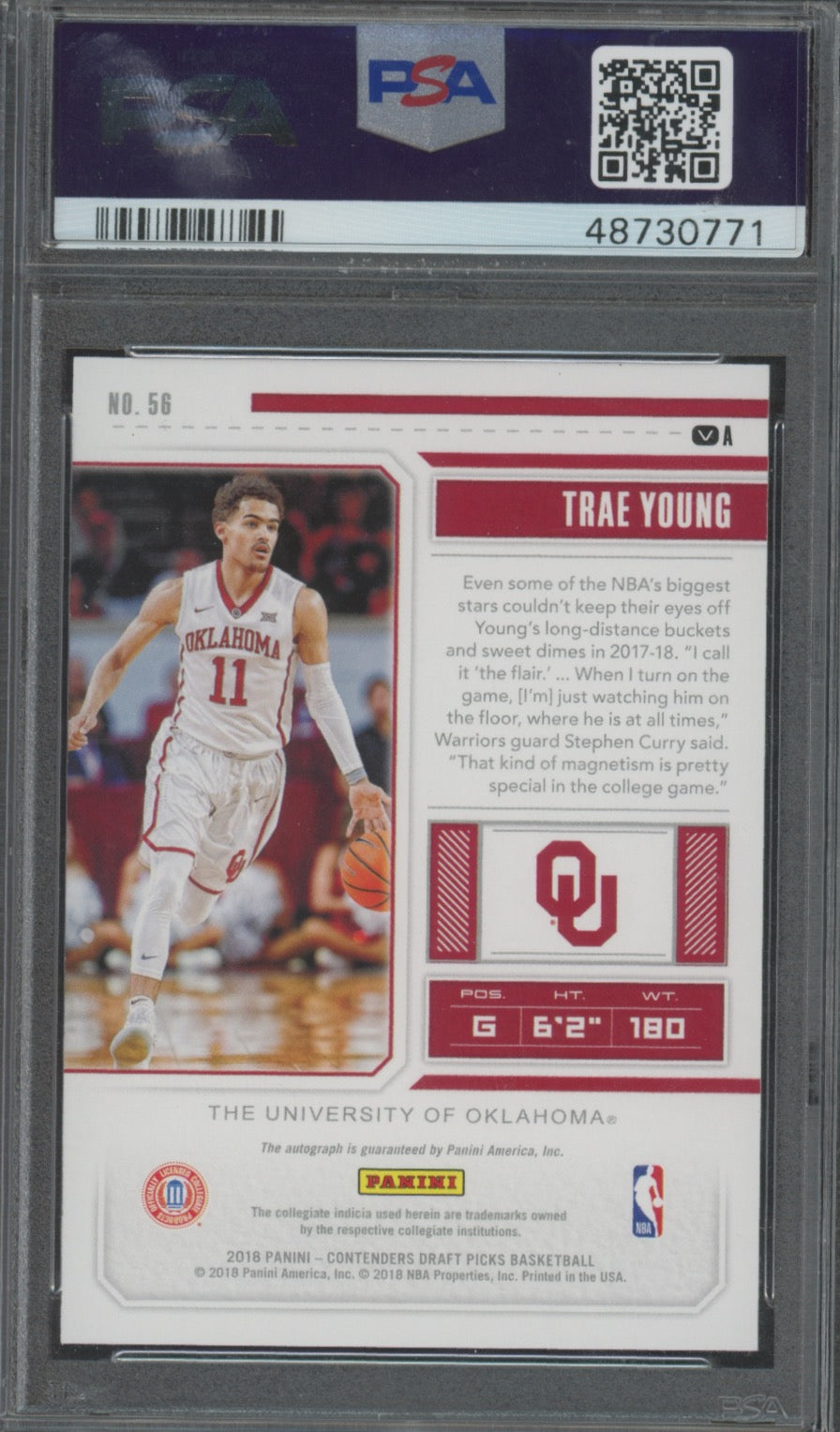 2018 Panini Contenders Draft Picks Trae Young #56 Draft Ticket /25 Auto PSA 10