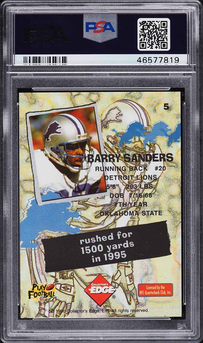 1995 Collector's Edge Football Nitro Redemption Barry Sanders #5 PSA 10