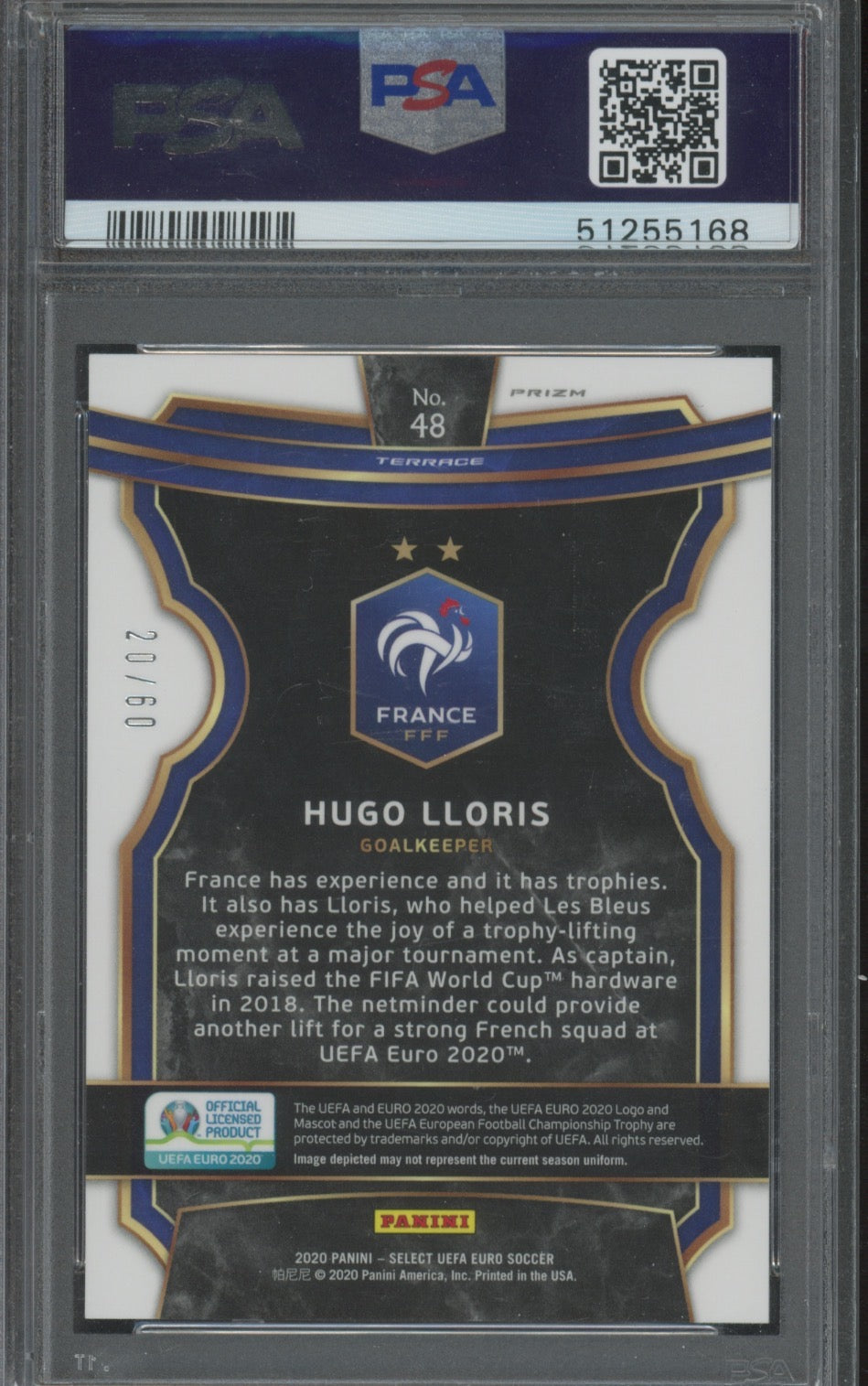 2020 Panini Select UEFA Euro Hugo Lloris #48 Camo Prizm PSA 9