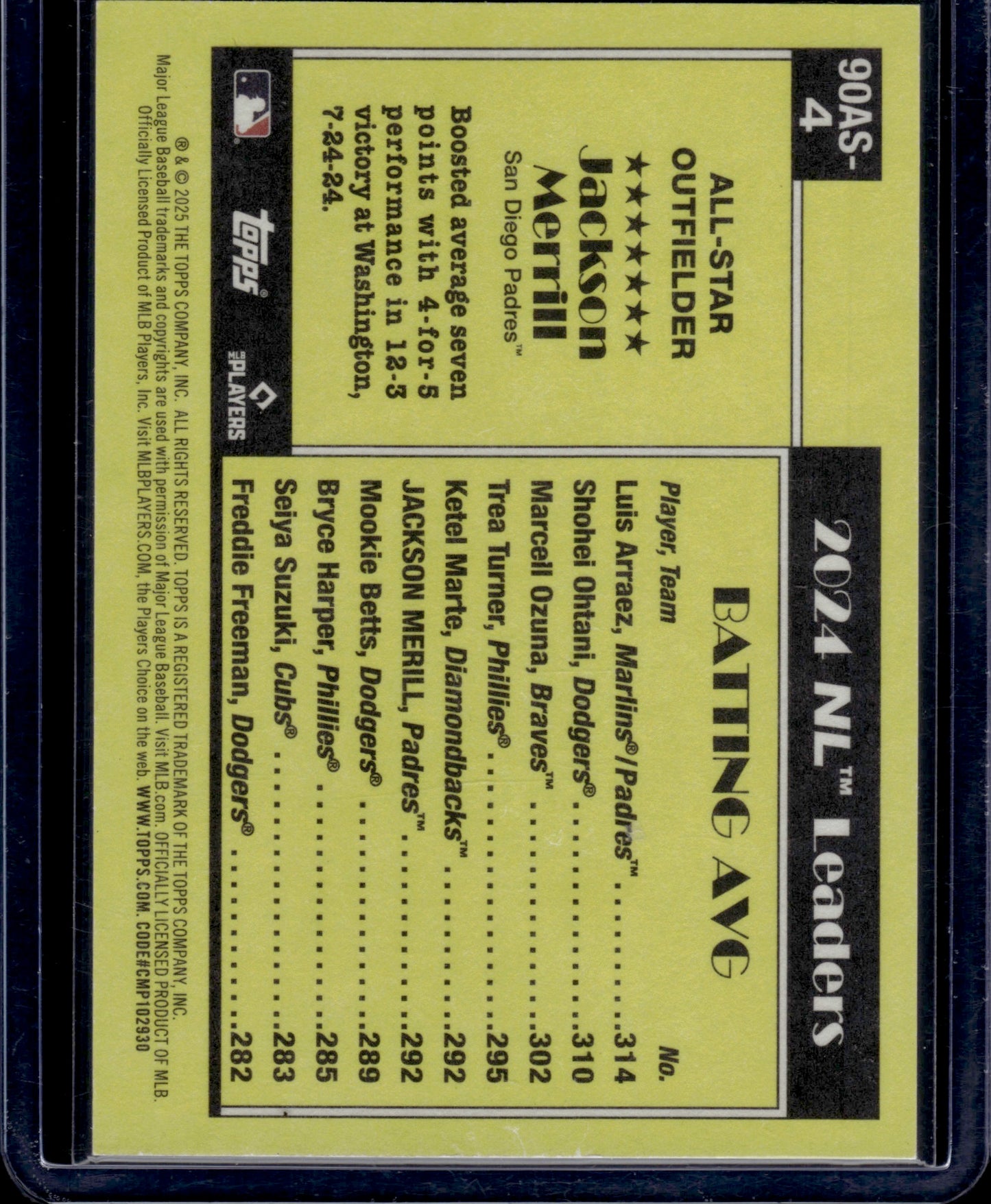 2025 Topps 1990 National League All-Star Jackson Merrill #90AS-4 (14/90)