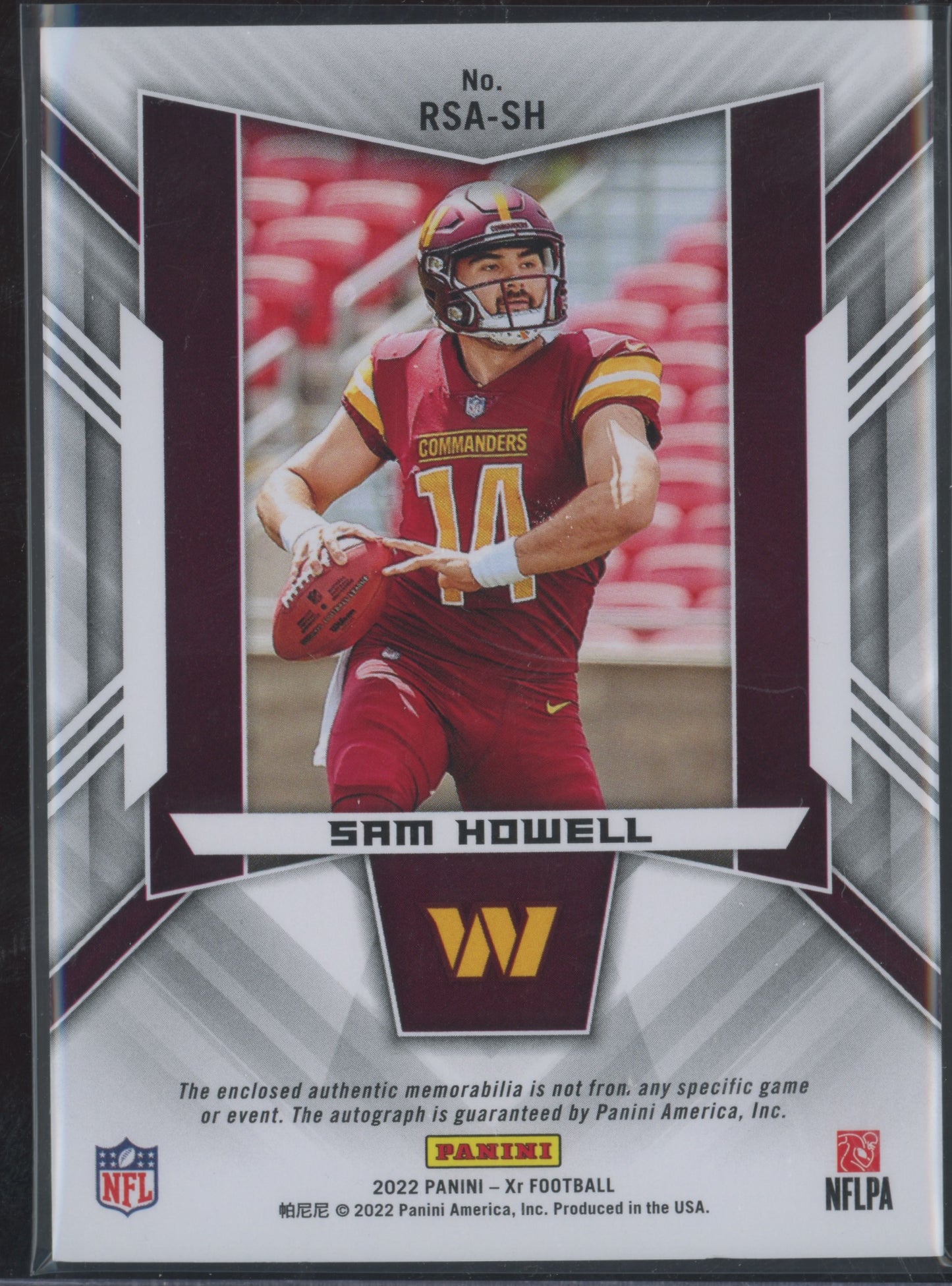 2022 Panini XR Sam Howell #RSA-SH Patch 38/99 RC