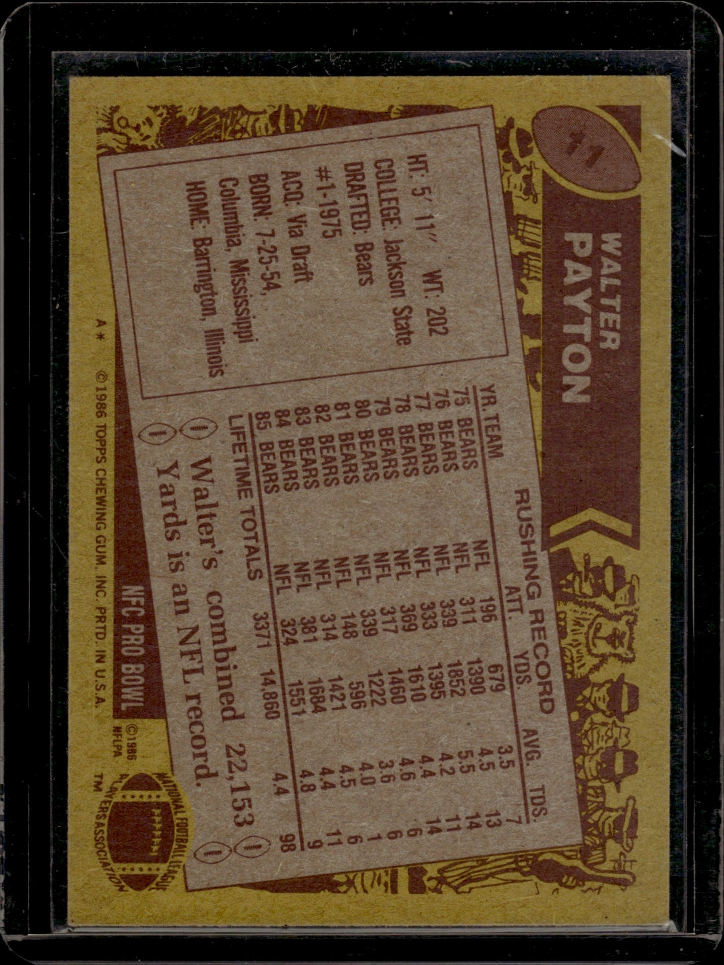 1986 Topps Walter Payton #11