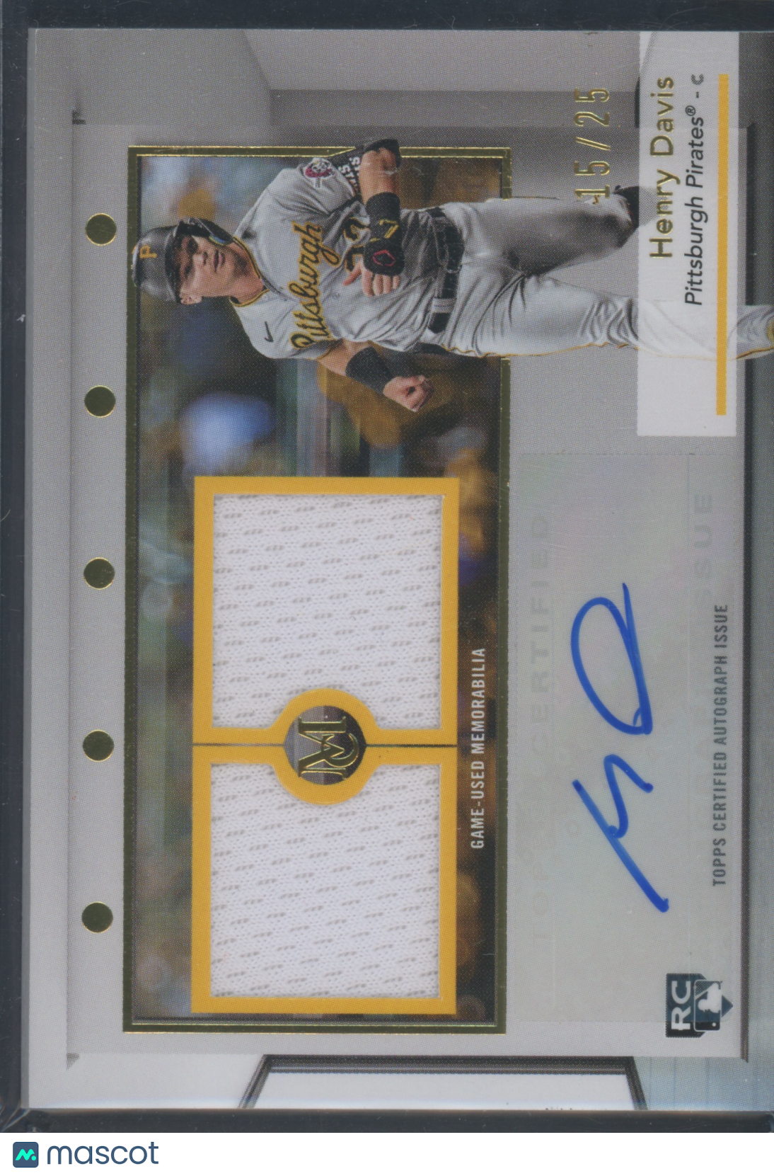 2024 Topps Museum Henry Davis #SWDRA-HD Sig. Swatches Auto RC 15/25 Dual Relic