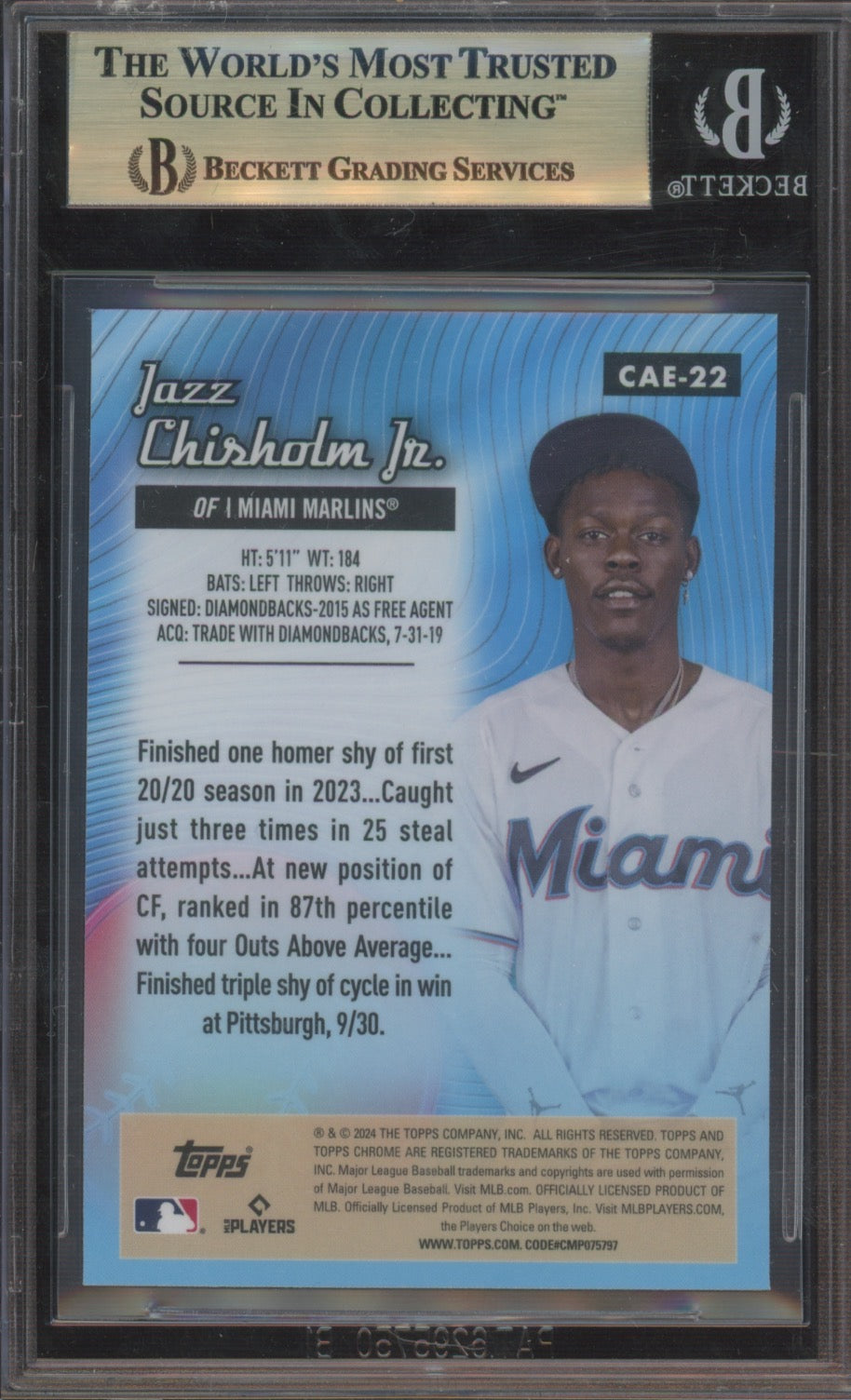 2024 Topps Chrome Jazz Chisholm Jr. #CAE22 All Etch BGS 9.5