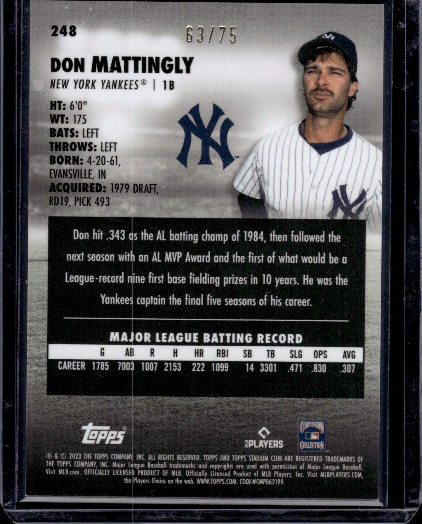 2023 Topps Stadium Club Chrome Don Mattingly #248 63/75