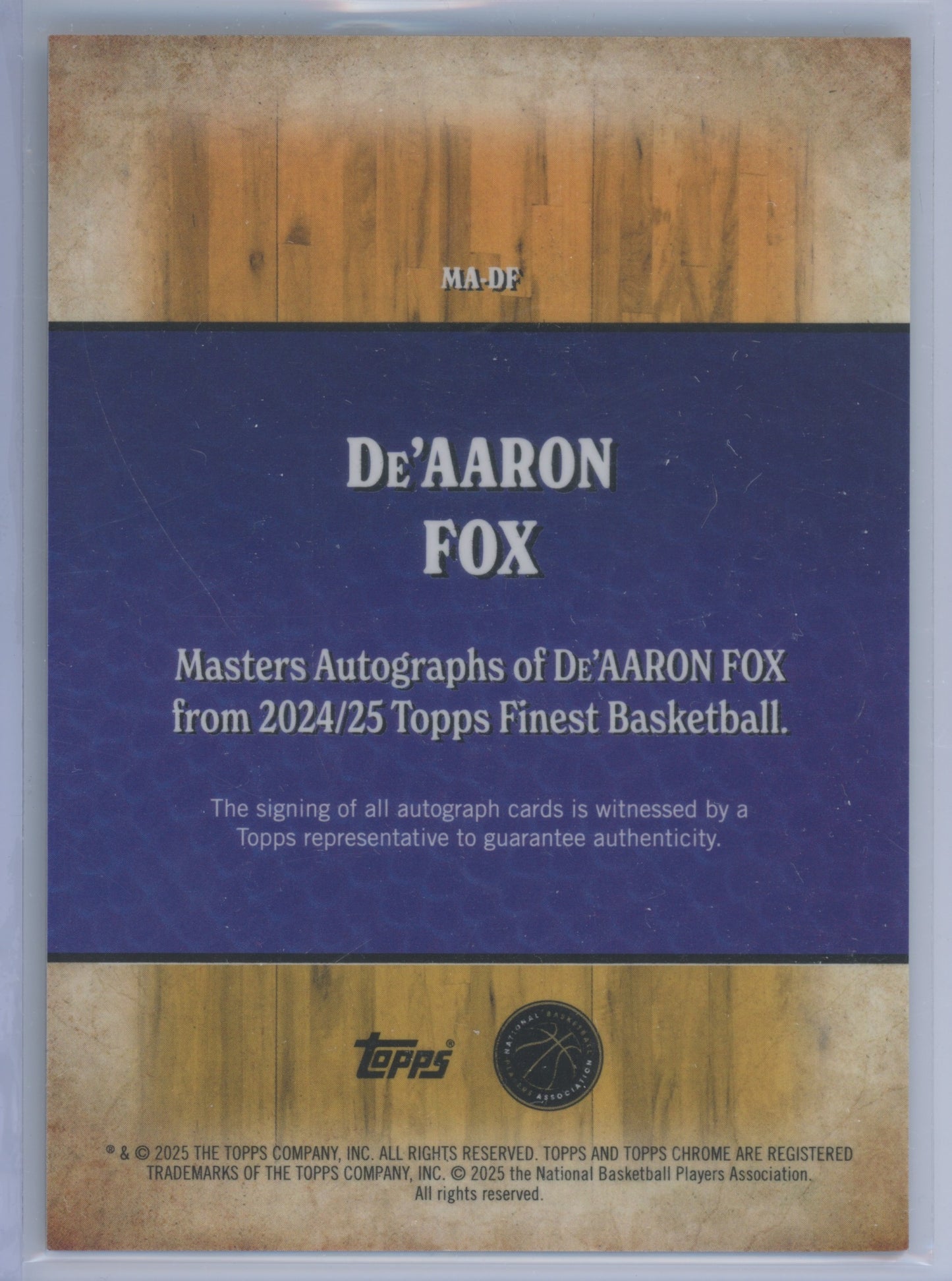2024 Topps Finest Masters De'Aaron Fox #MA-DF 04/50 Autograph