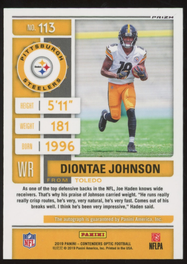 2019 Contenders Optic Diontae Johnson #113 Auto