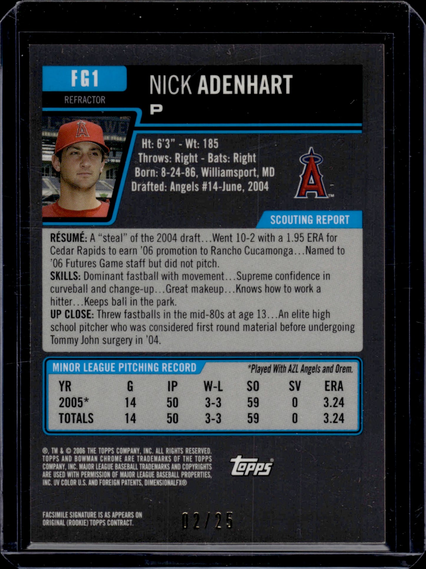 2006 Topps Chrome Nick Adenhart #FG1 Refractor