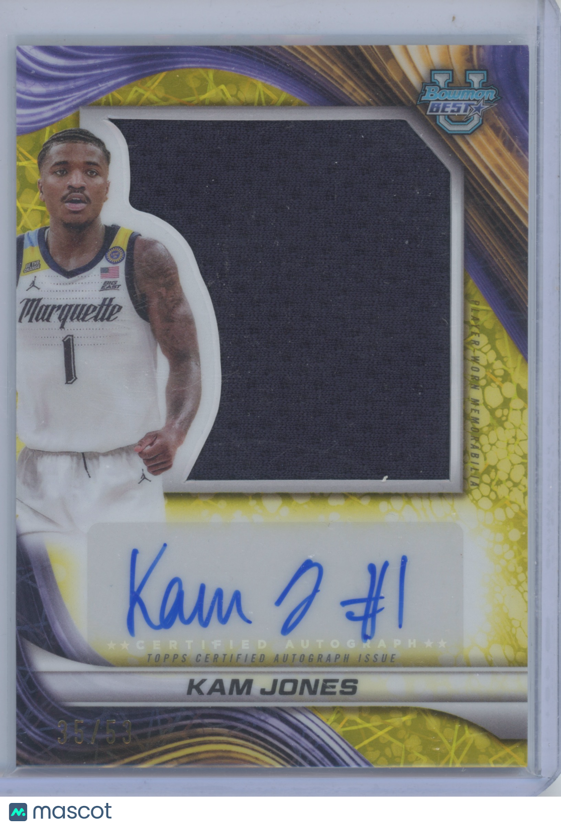 2024 Bowman University Best Kam Jones #PJRA-KJ Autograph Relic 35/63