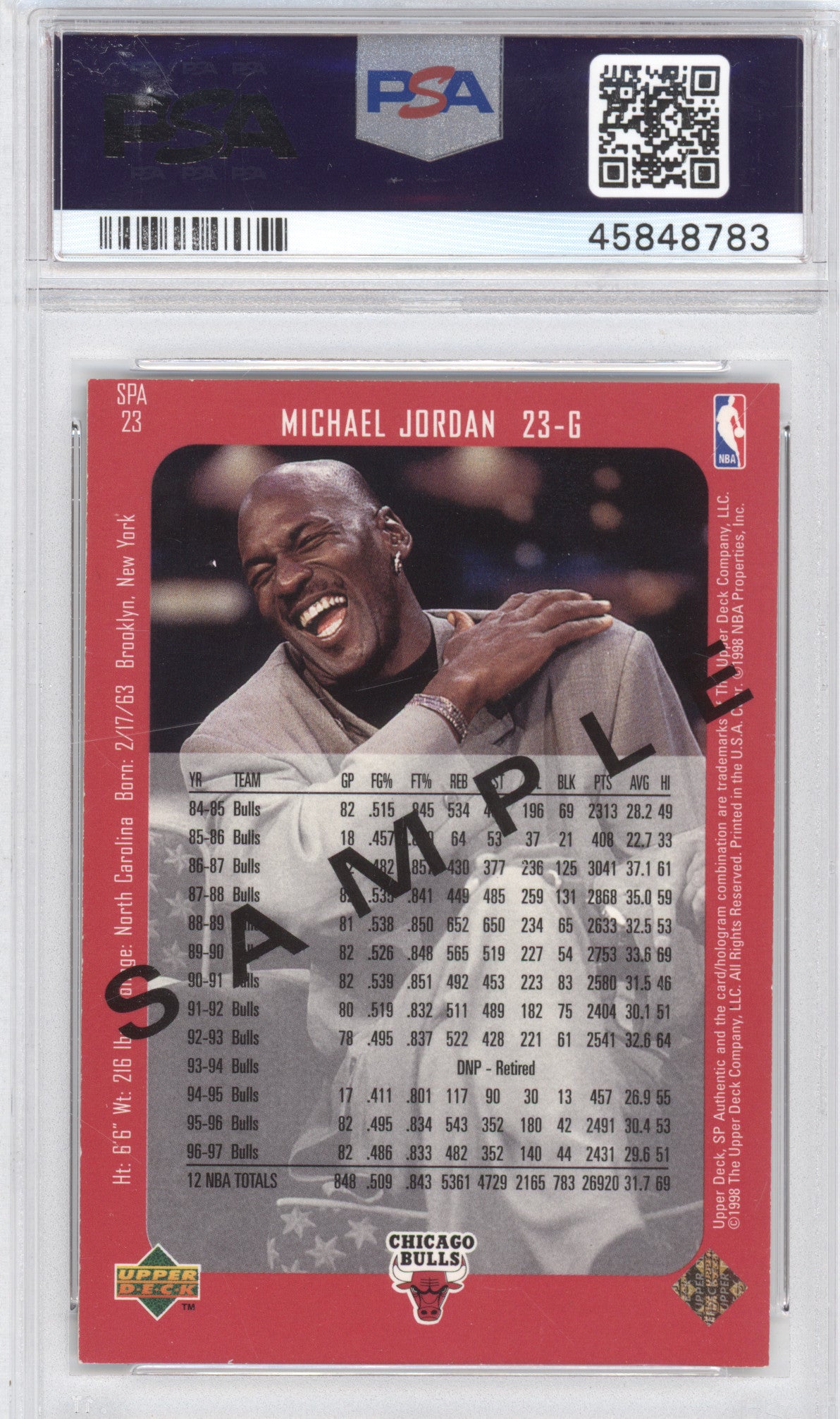 1997 SP Authentic Michael Jordan #SPA23 Sample PSA 9
