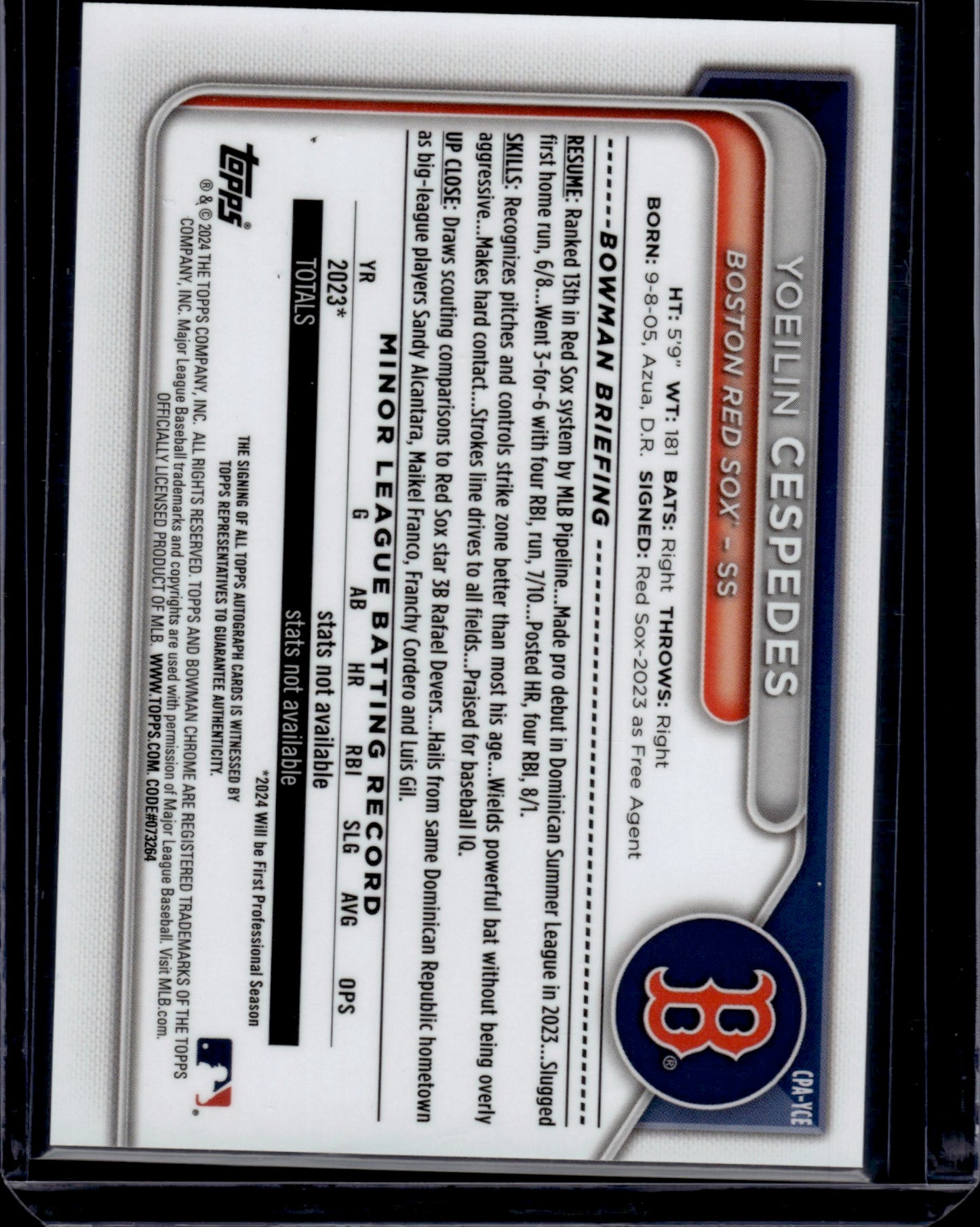 2023 Topps Bowman Chrome Yoelvin Cespedes #BP-46
