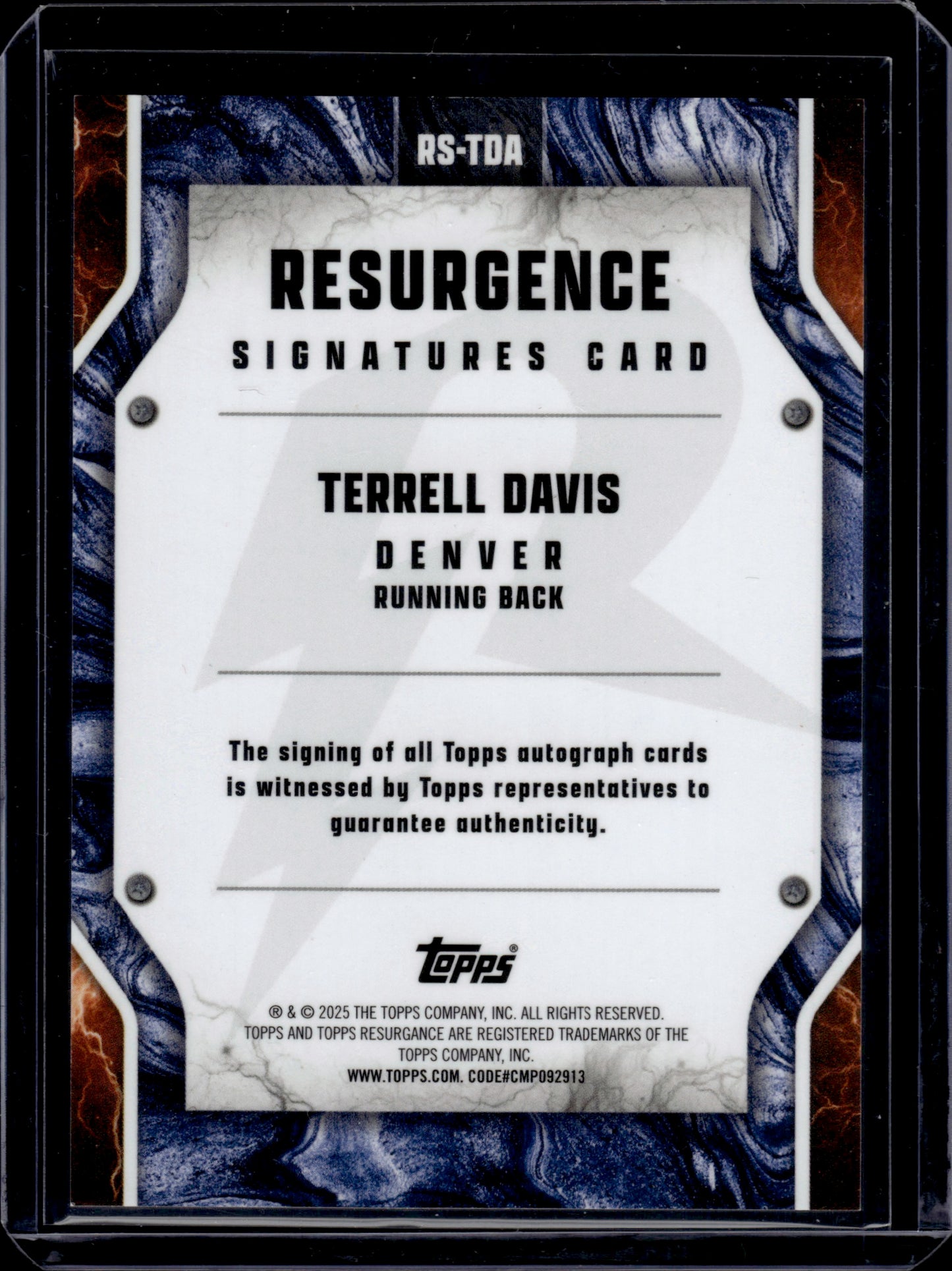 2025 Topps Resurgence Terrell Davis #RS-TDA Auto 5/10
