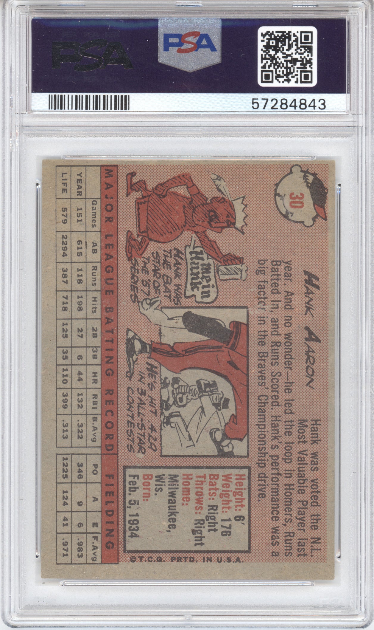 1958 Topps Hank Aaron #30 White Name PSA 1.5