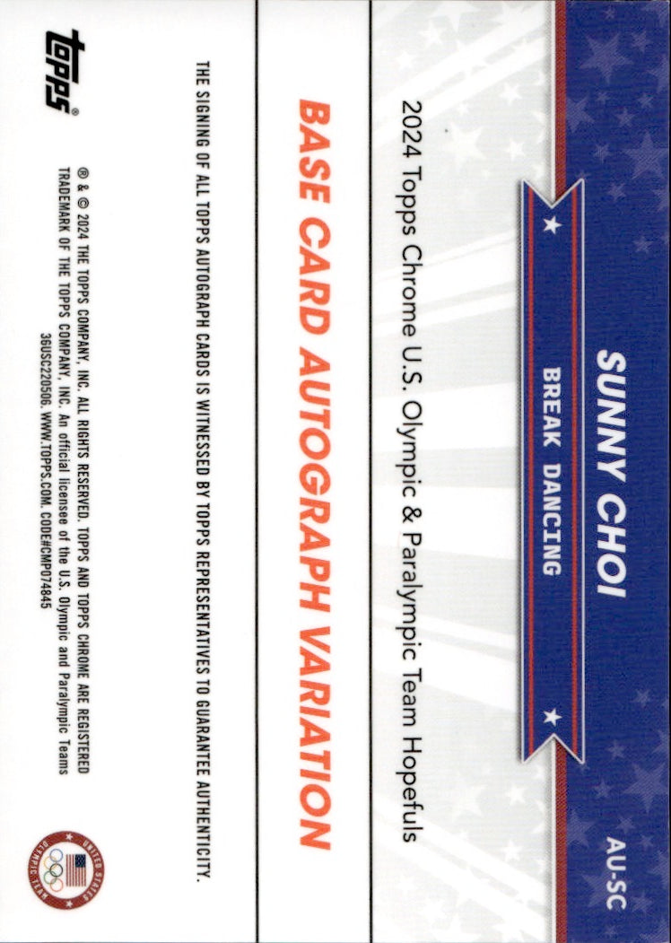 2021 Topps Chrome Olympics Sunny Choi #AU-SC Green 20/99