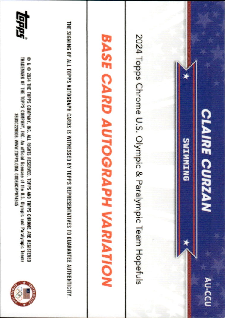 2024 Topps Chrome U.S. Olympic & Paralympic Team Hopefuls Claire Curzan #43/99 Green