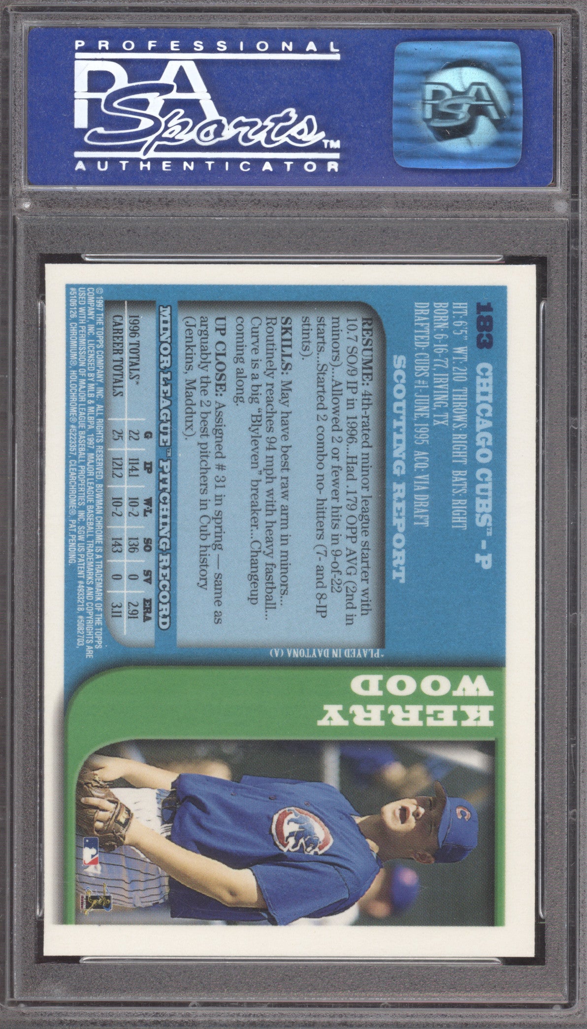1997 Bowman Chrome Kerry Wood #183 PSA 10