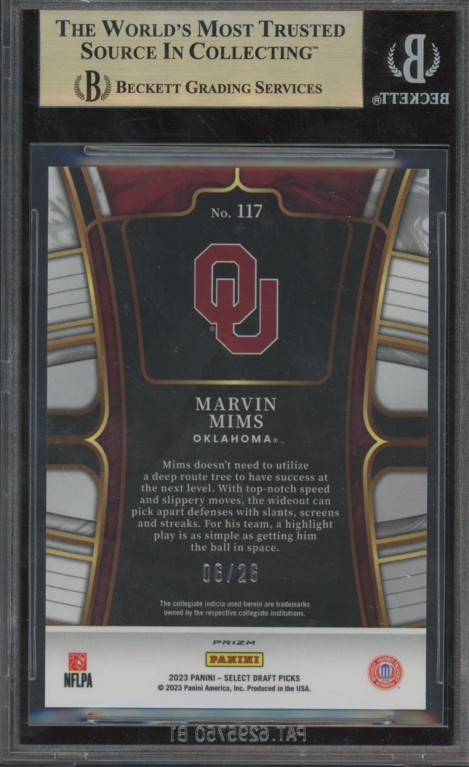 2023 Select Draft Picks Marvin Mims #117 Neon Orange Pulsar /26 BGS 9.5