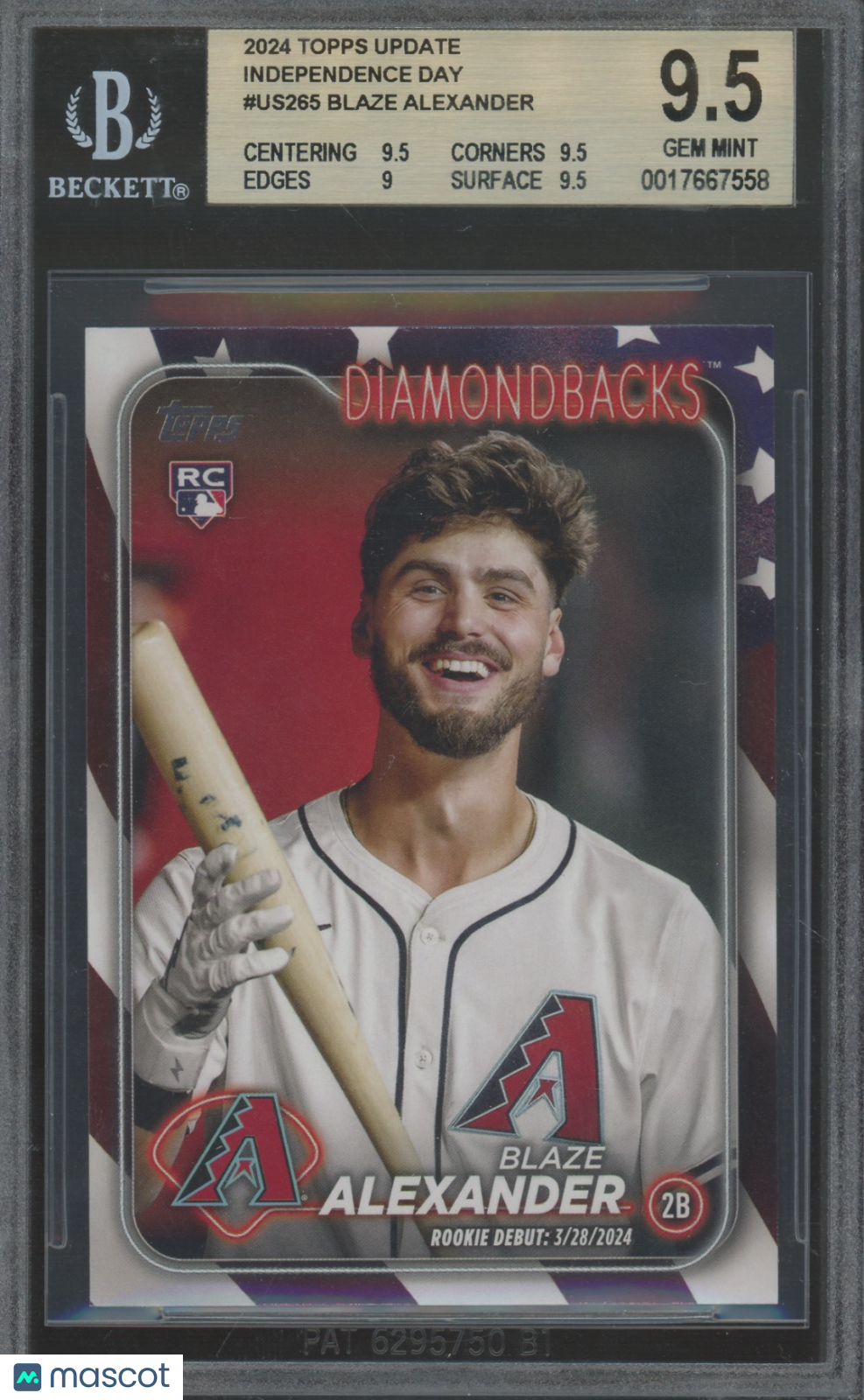 2024 Topps Update Independence Day Blaze Alexander #US265 BGS 9.5