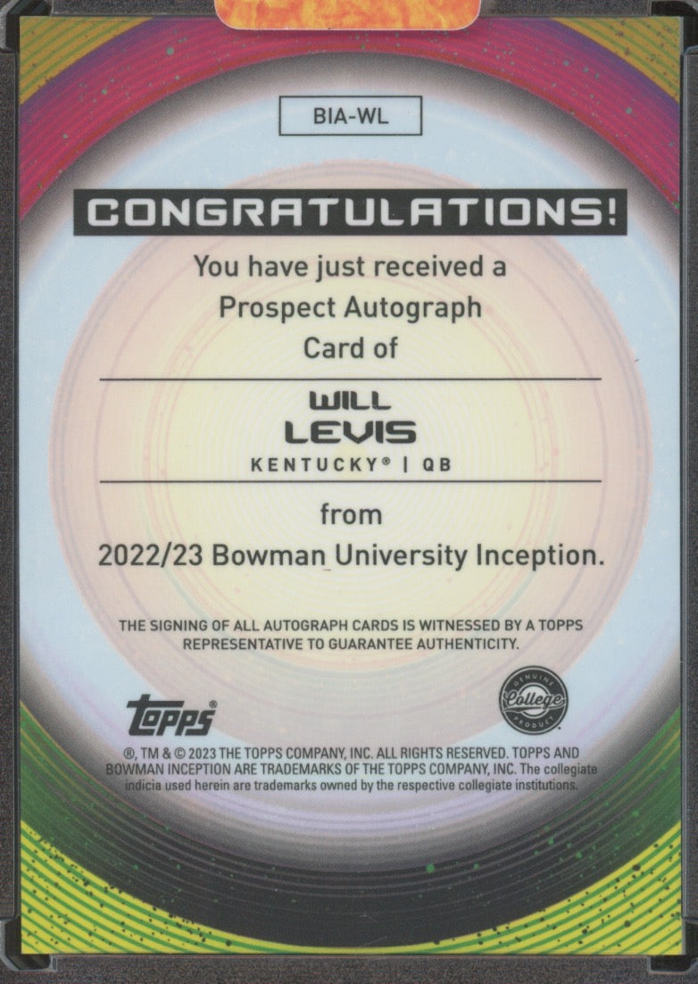 2022/23 Bowman University Inception Will Levis #21/99