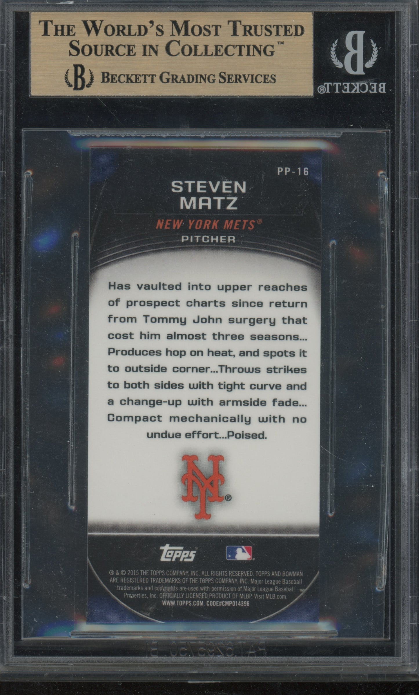 2015 Bowman Chrome Prospect Minis Green Refractors Steven Matz #PP16 BGS 9.5