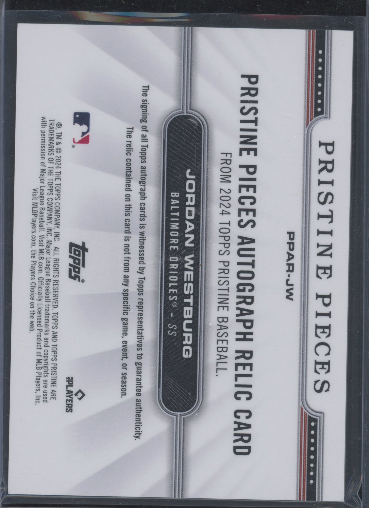 2024 Topps Pristine Jordan Westburg #PPAR-JW Autograph RC 13/25 Relic/Patch