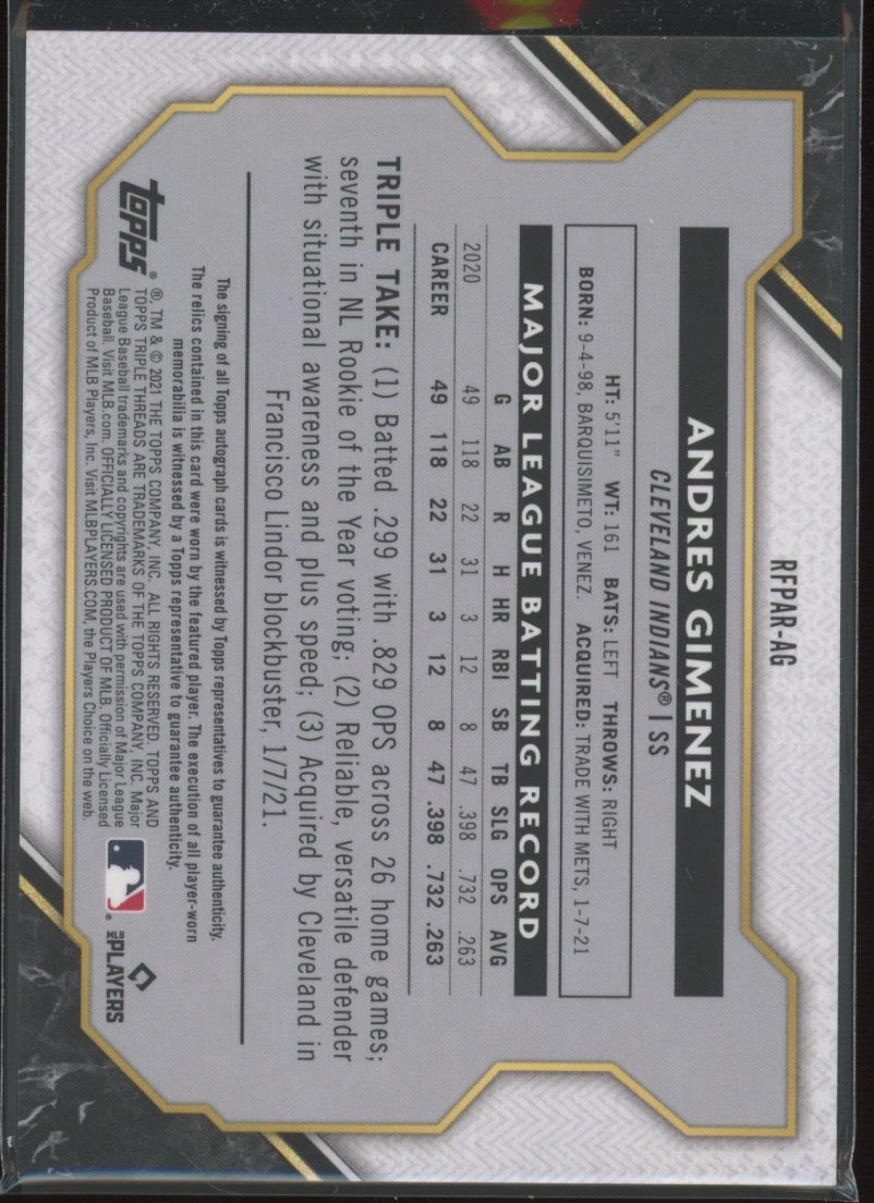 2021 Topps Certified Autograph Andres Gimenez #RPPA-A6 #66/75