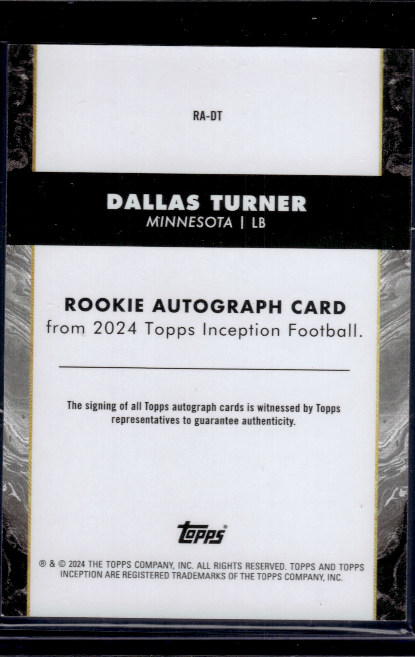 2024 Topps Inception Football Dallas Turner #RA-DT Autograph 07/10