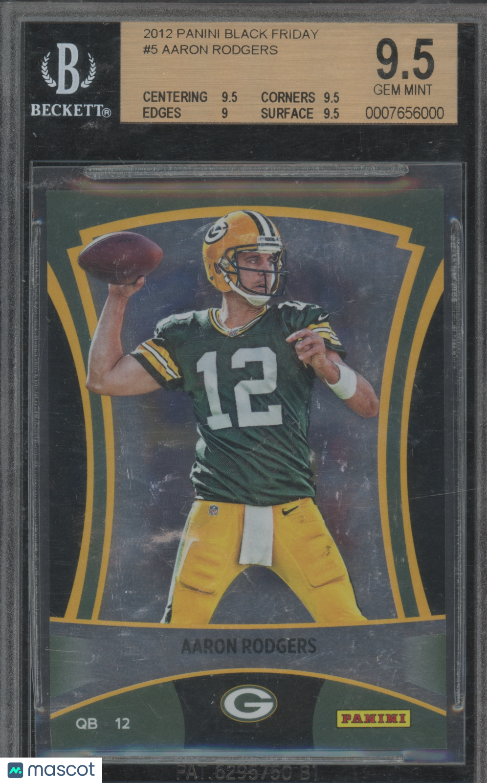 2012 Panini Black Friday Aaron Rodgers #5 BGS 9.5