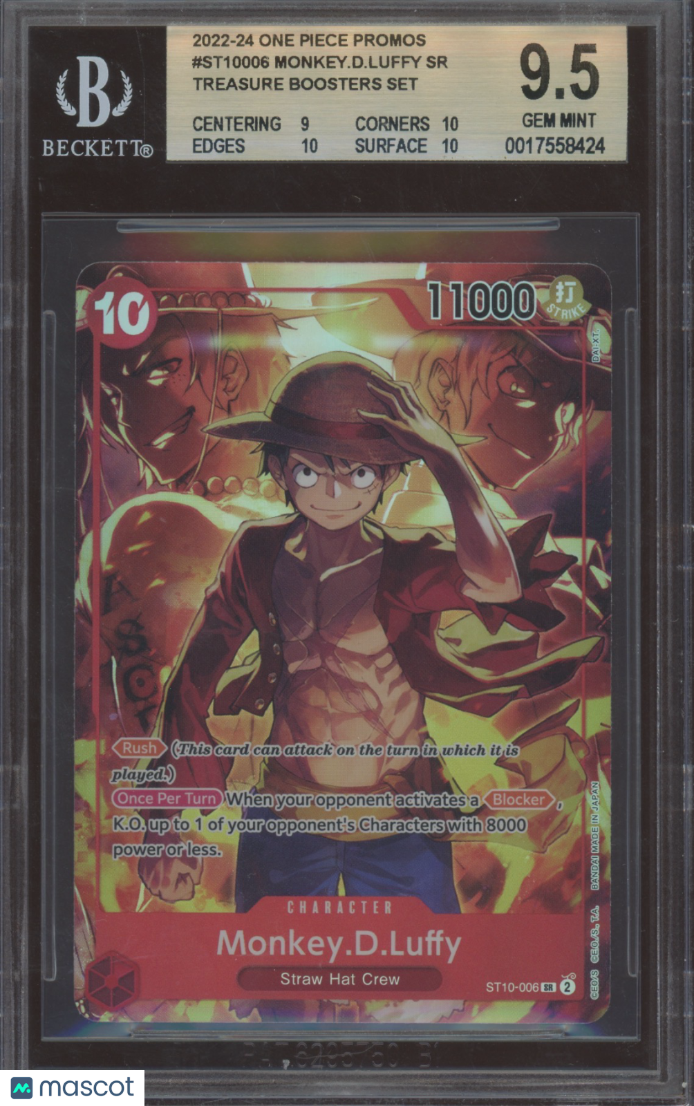 2022 One Piece Promos Monkey.D.Luffy SR #ST10006 /(Treasure BGS 9.5