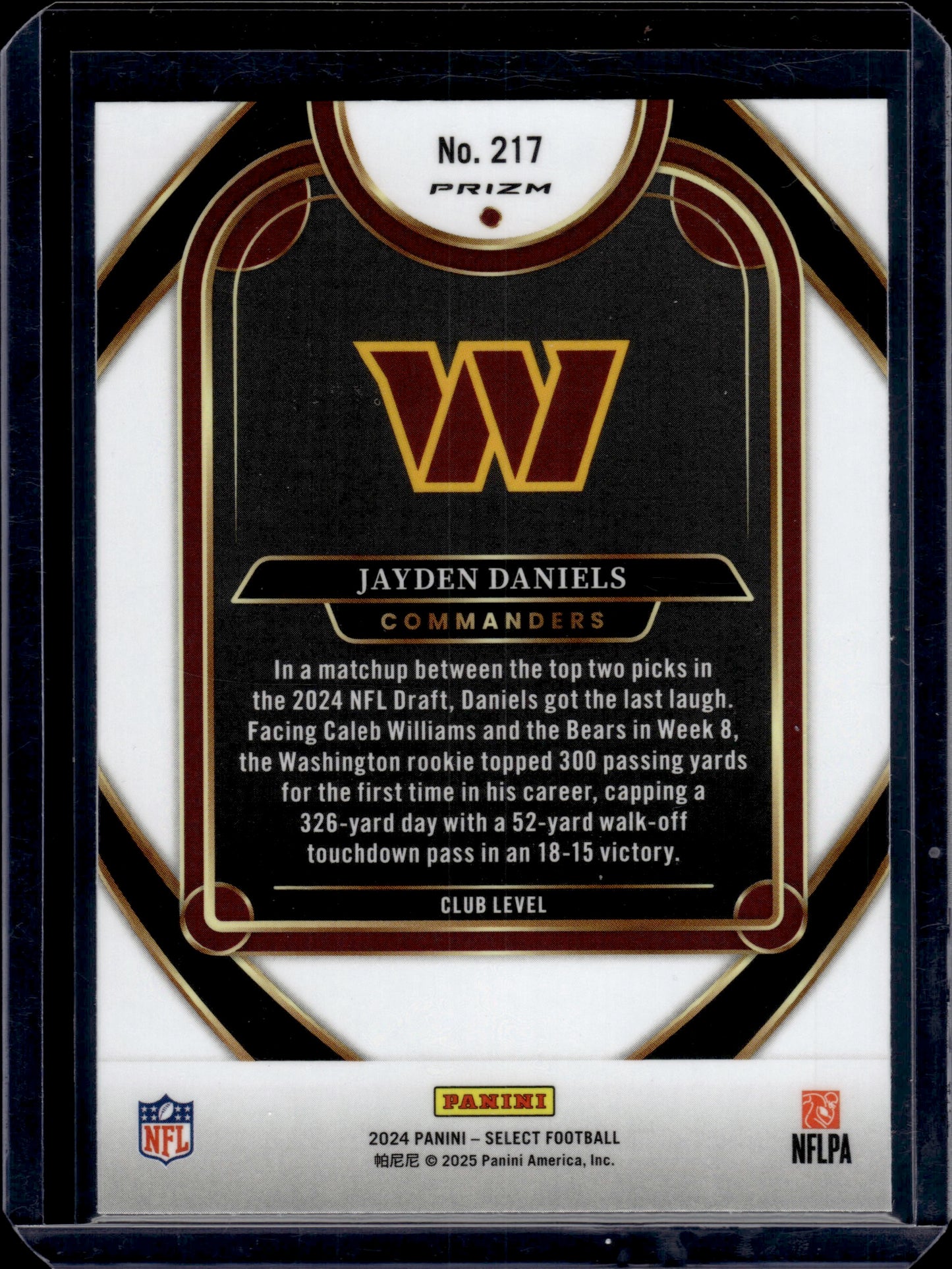 2024 Panini Select Jayden Daniels #217 Red Blue Prizm Shock RC
