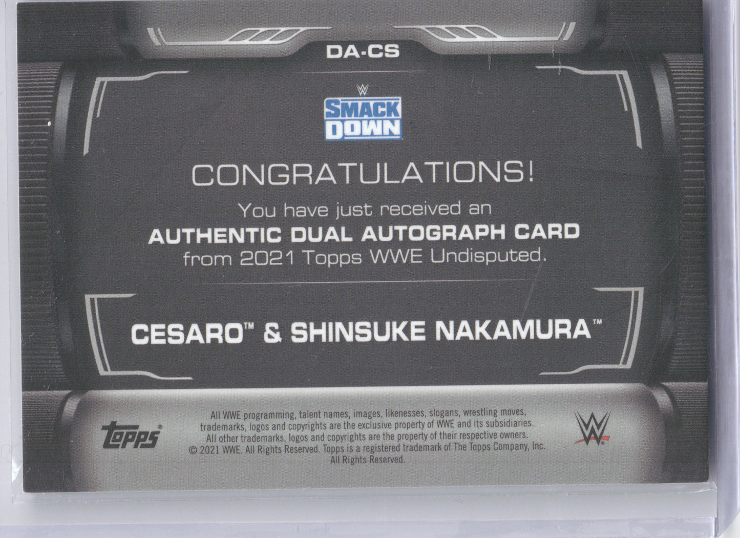 2021 Topps WWE Undisputed Shinsuke Nakamura Cesaro #DA-CS Dual Auto 04/25